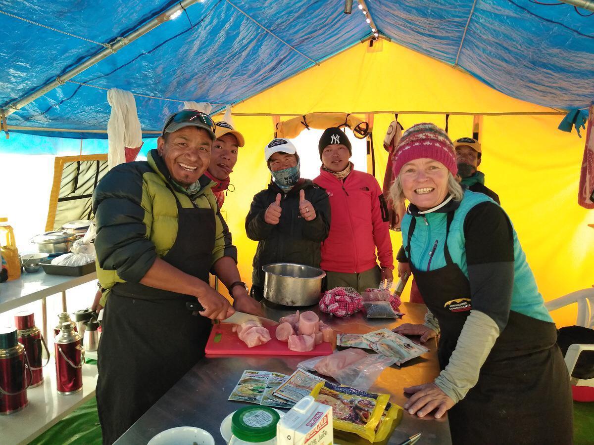 Sarah Macnab with the cook team