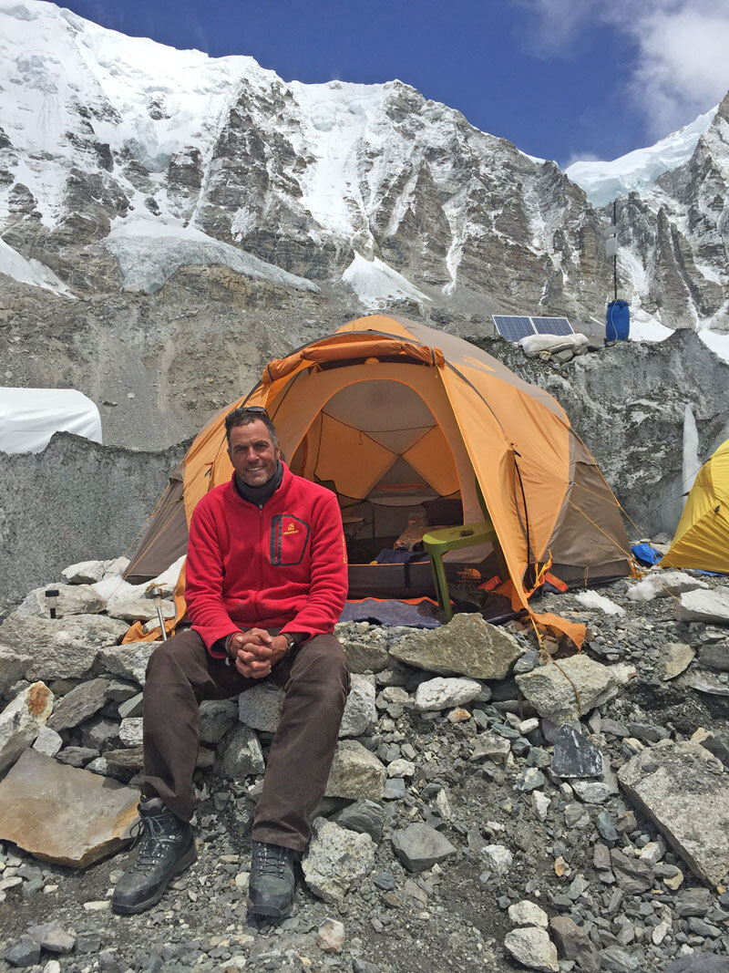AC Everest Base Camp Chef James Perry outside his tent