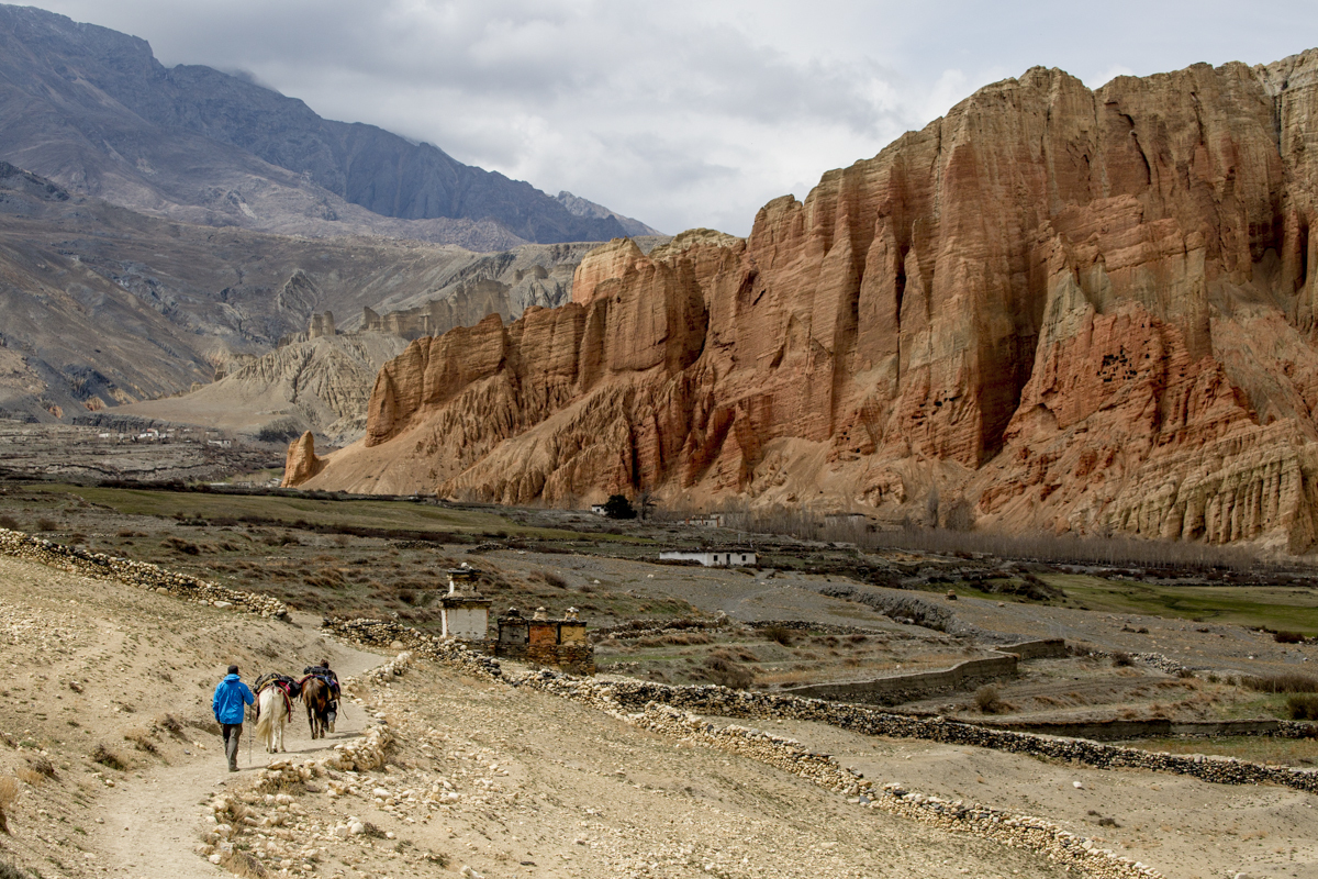 Arriving at Dhakmar (3,820m), one of the camping spots on the trail to Lo Monthang.