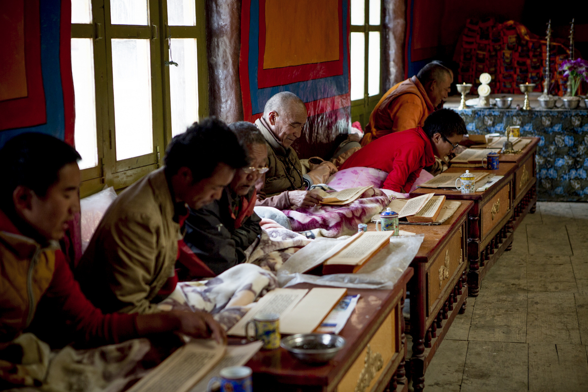 Inside the Lo Gheker Ghar Gompa, located at 3,934m.