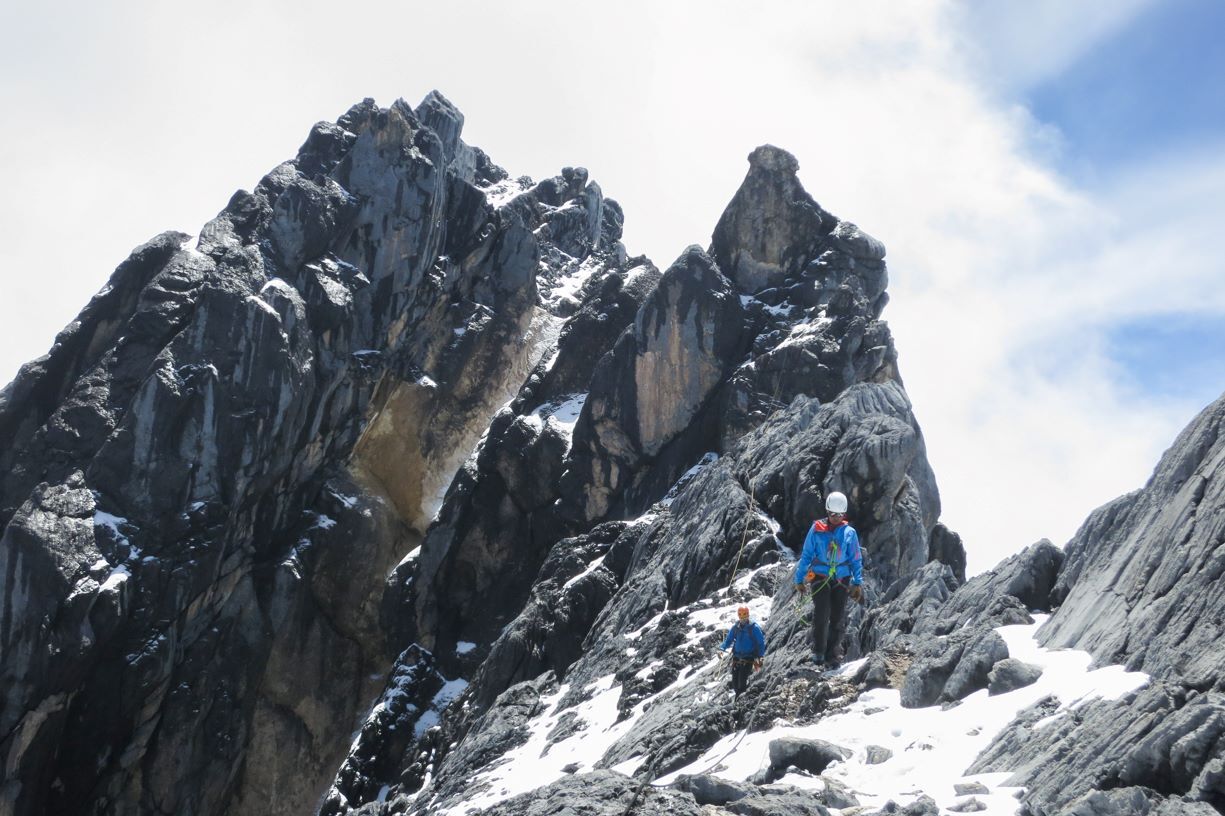 Climbers on summit ridge of Carstensz Pyramid