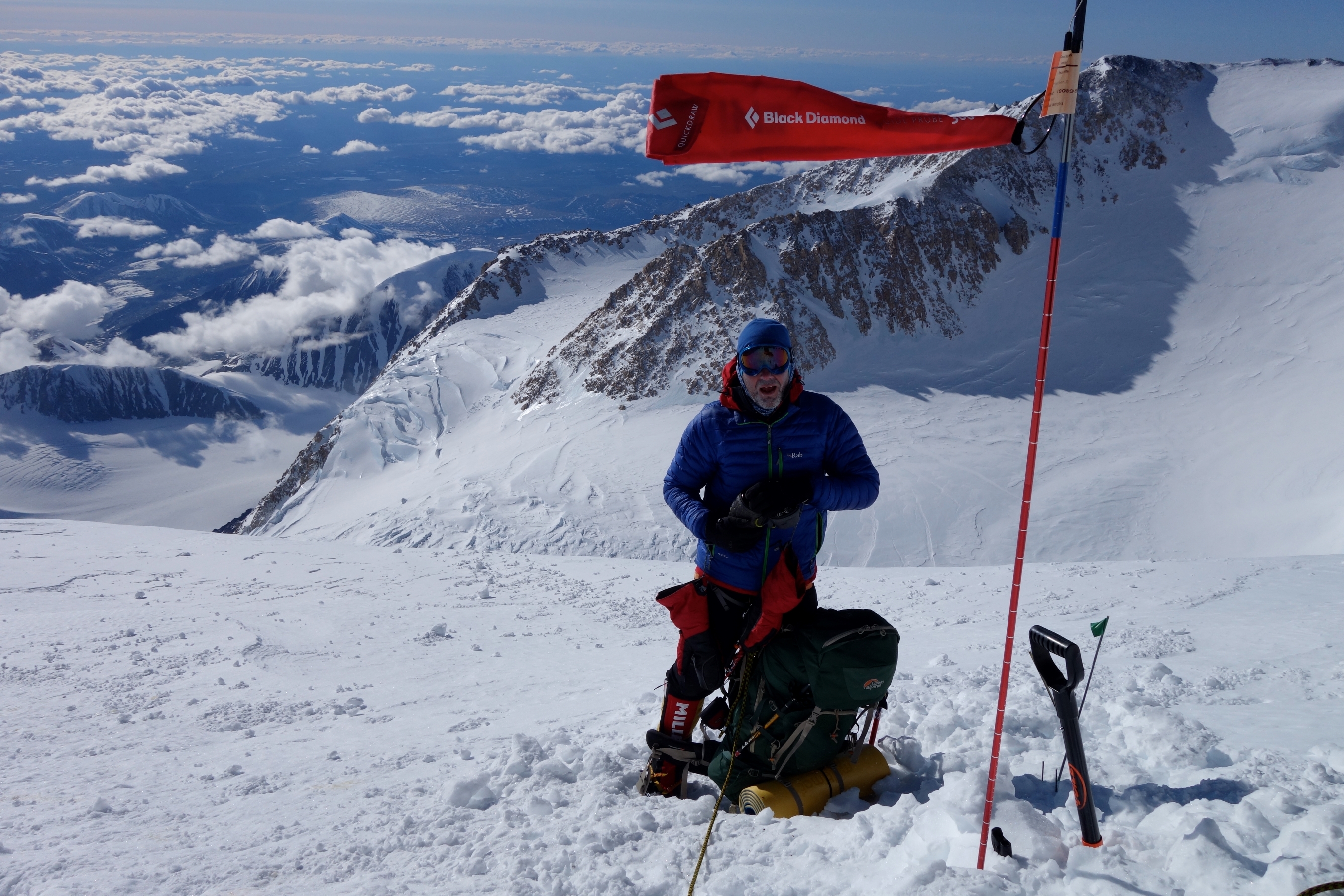 A rest stop while climbing Denali gives time to soak in the spectacular views and large expanse of Alaska below.