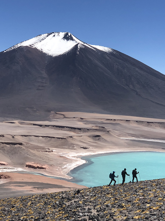 Acclimatisation hike prior to climbing Ojos del Salado high above Laguna Verde