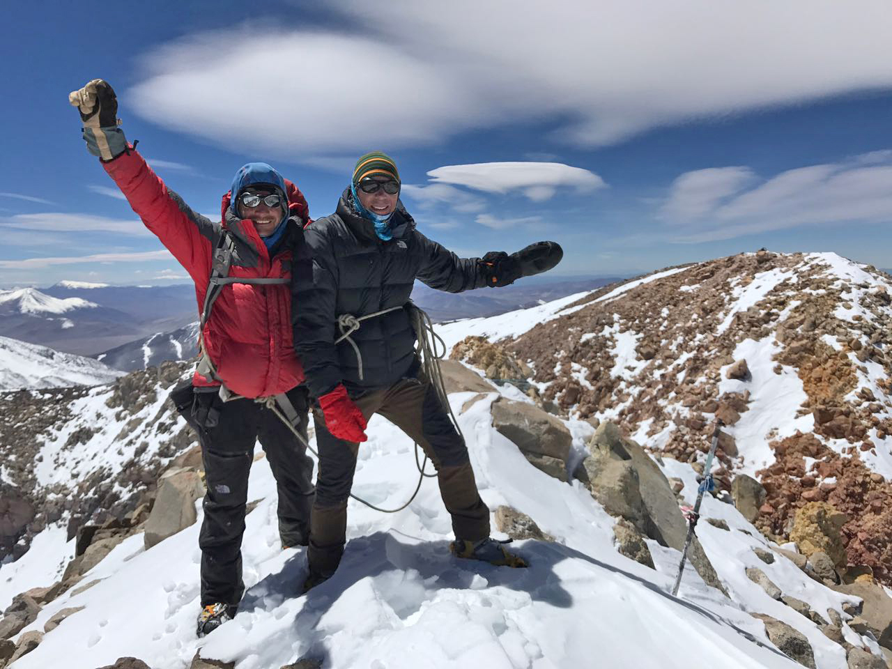 A snowy Ojos del Salado summit